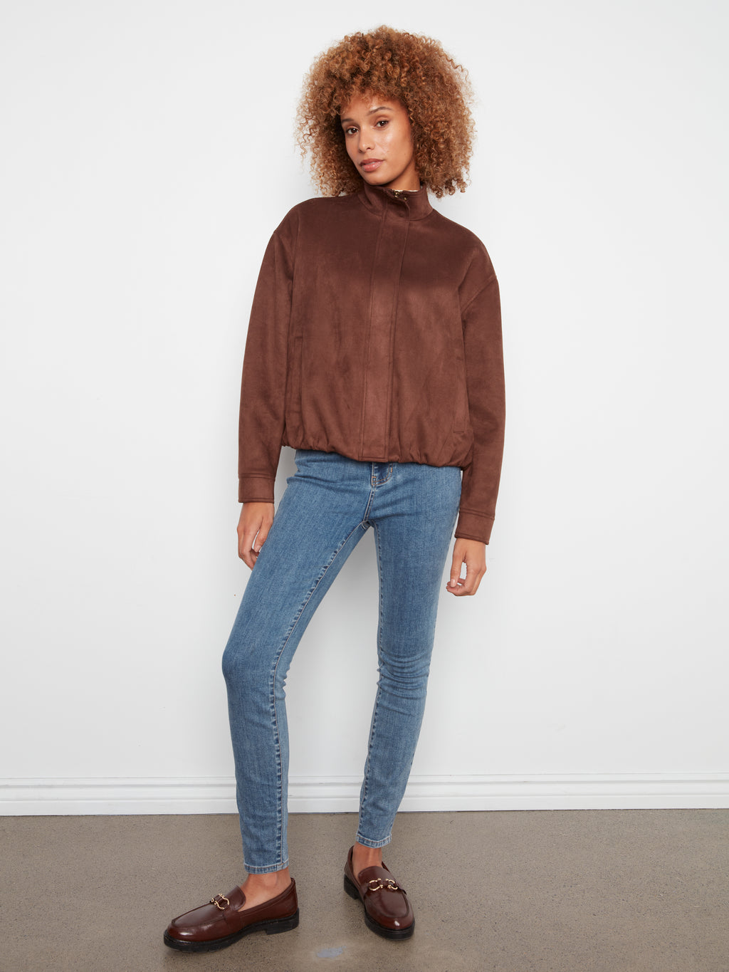 Faux Suede Bomber Jacket
