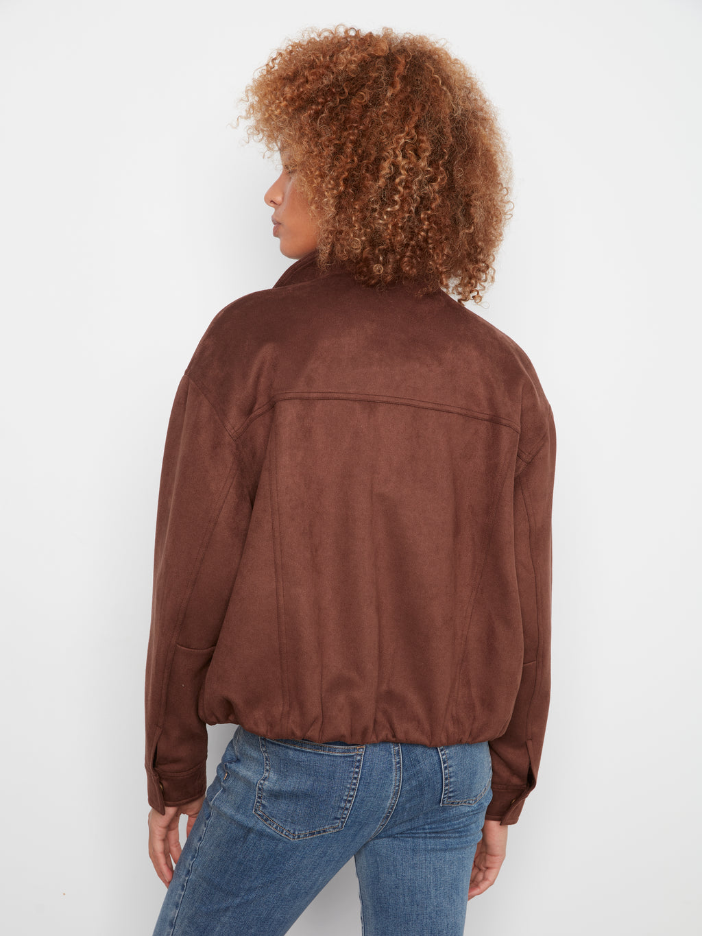 Faux Suede Bomber Jacket