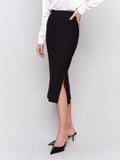 Knee Length Skirt with Side Slit and Pockets