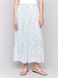 Linen Blend Printed Tiered Skirt