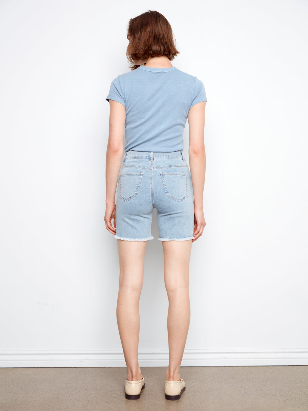 Embroidered Stretch Denim Shorts