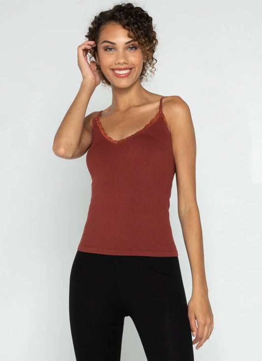 Bamboo Tank with Lace Trim