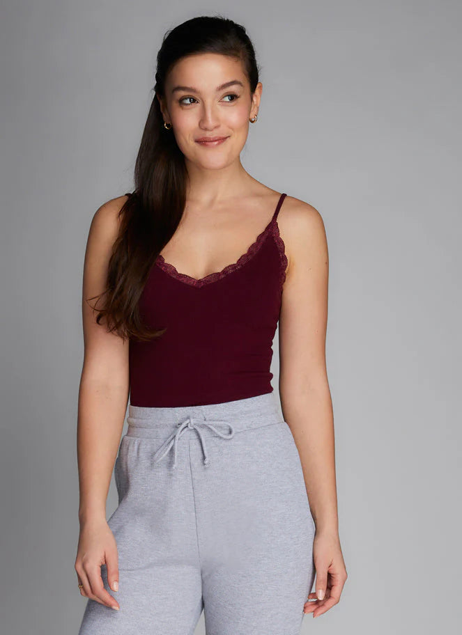 Bamboo Tank with Lace Trim