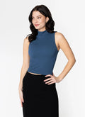 Bamboo Rib Sleeveless Mock Neck Top
