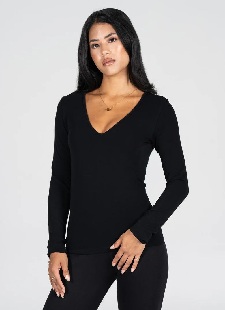 Bamboo V-Neck Long Sleeve Top