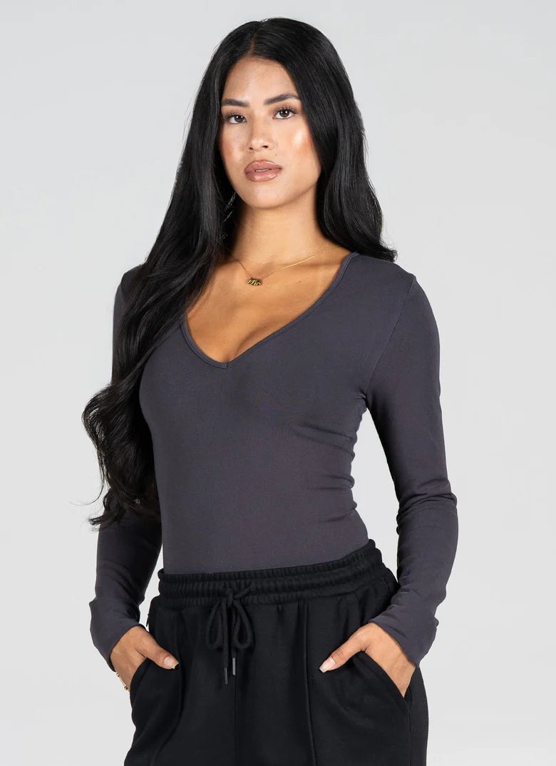 Bamboo V-Neck Long Sleeve Top