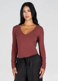 Bamboo V-Neck Long Sleeve Top