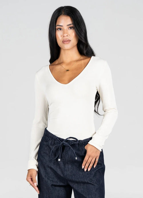 Bamboo V-Neck Long Sleeve Top