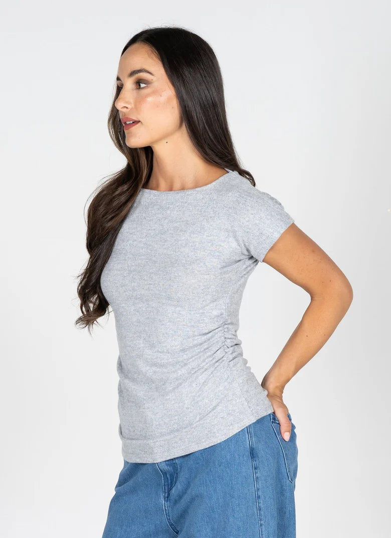 Ruched Side Cap Sleeve Top
