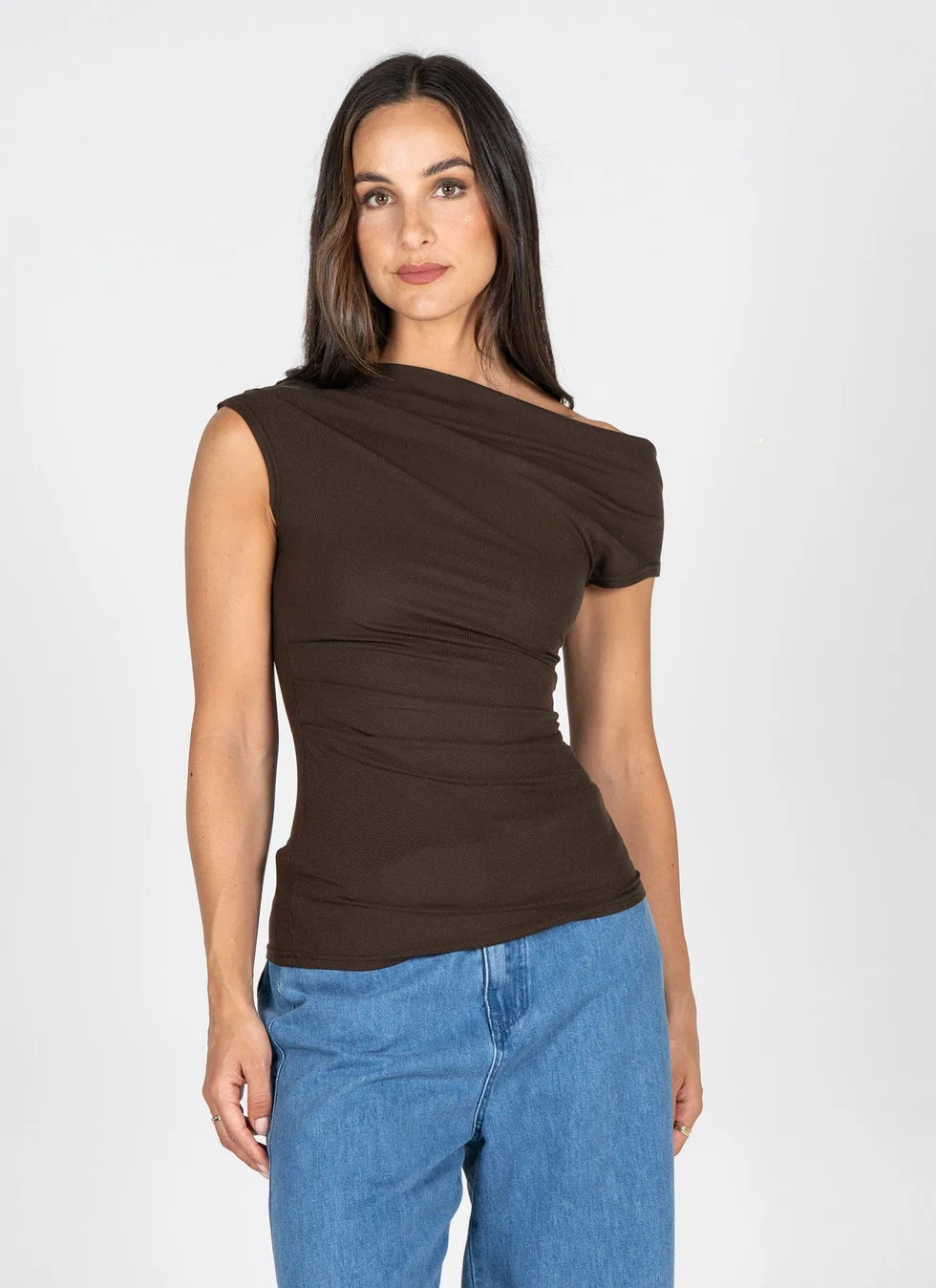 Gathered Front Boat Neck Top