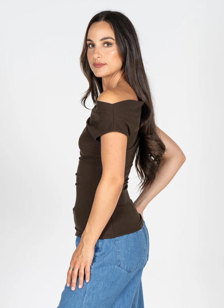 Gathered Front Boat Neck Top