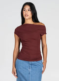Gathered Front Boat Neck Top