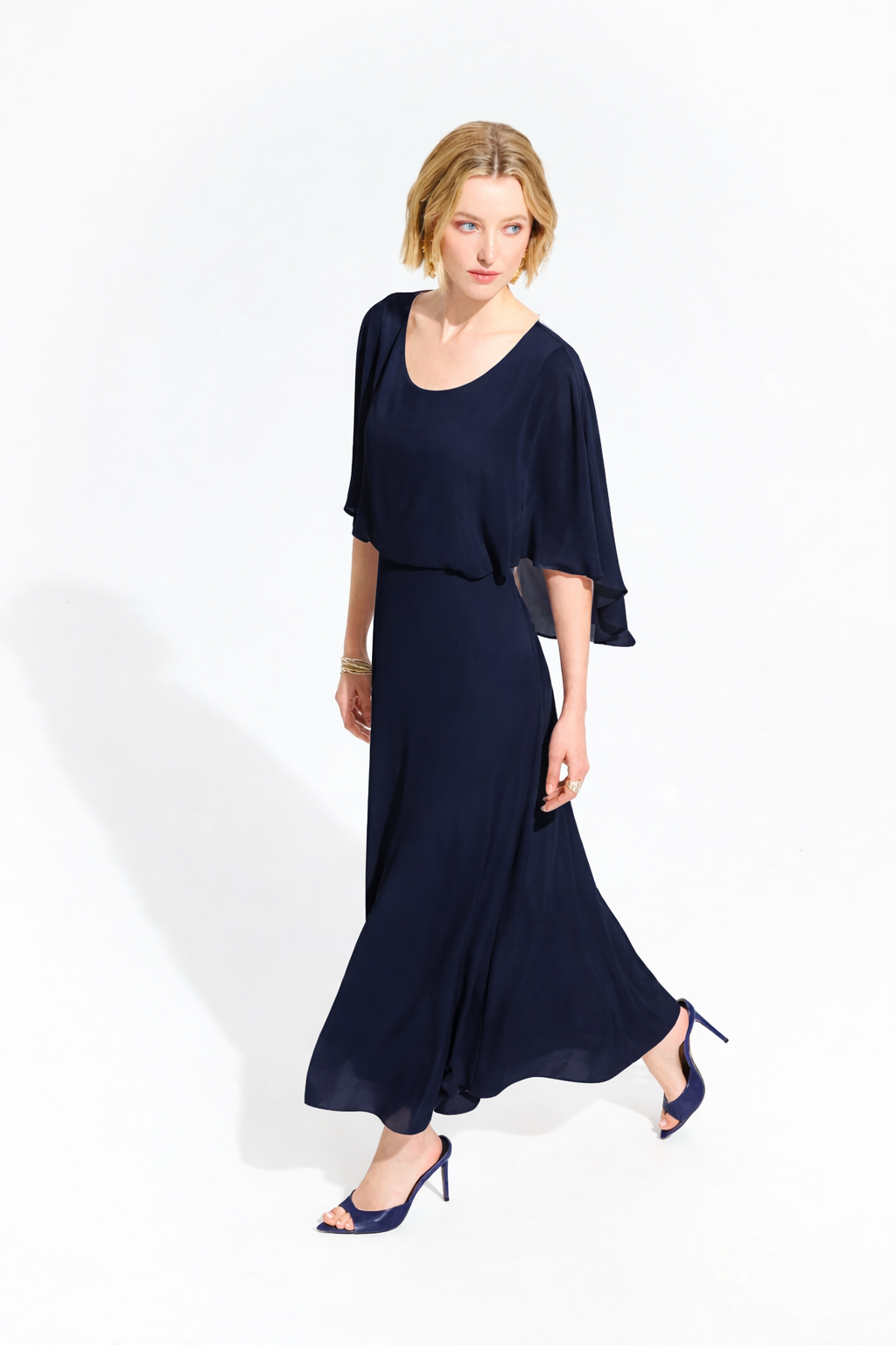 Woven Twill A-Line Dress with Chiffon Overlay
