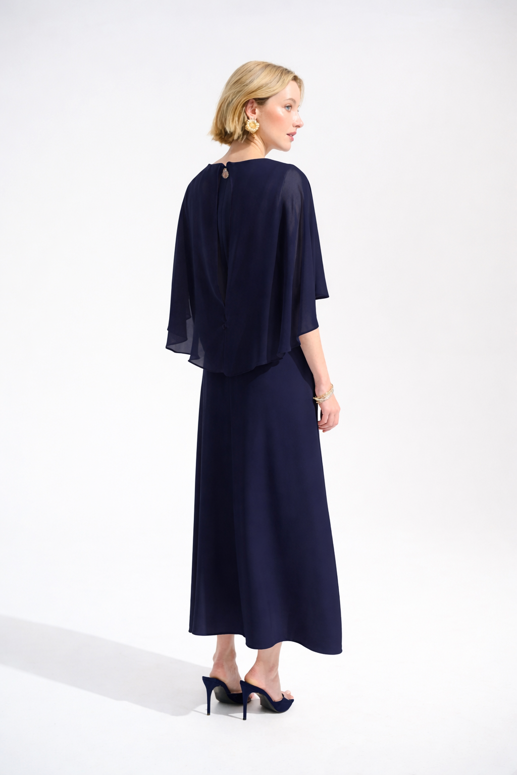Woven Twill A-Line Dress with Chiffon Overlay