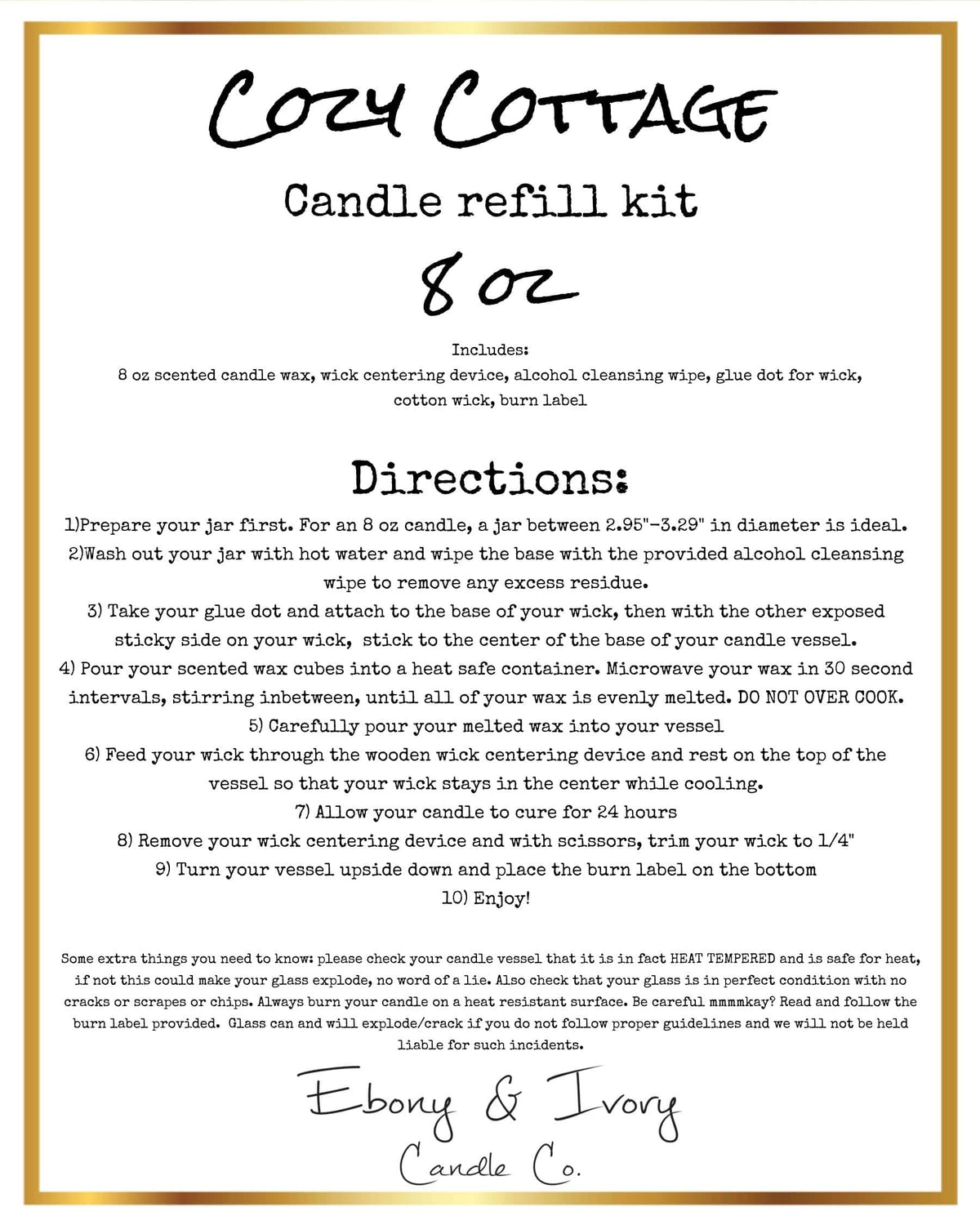 8 oz Candle Refill Kit