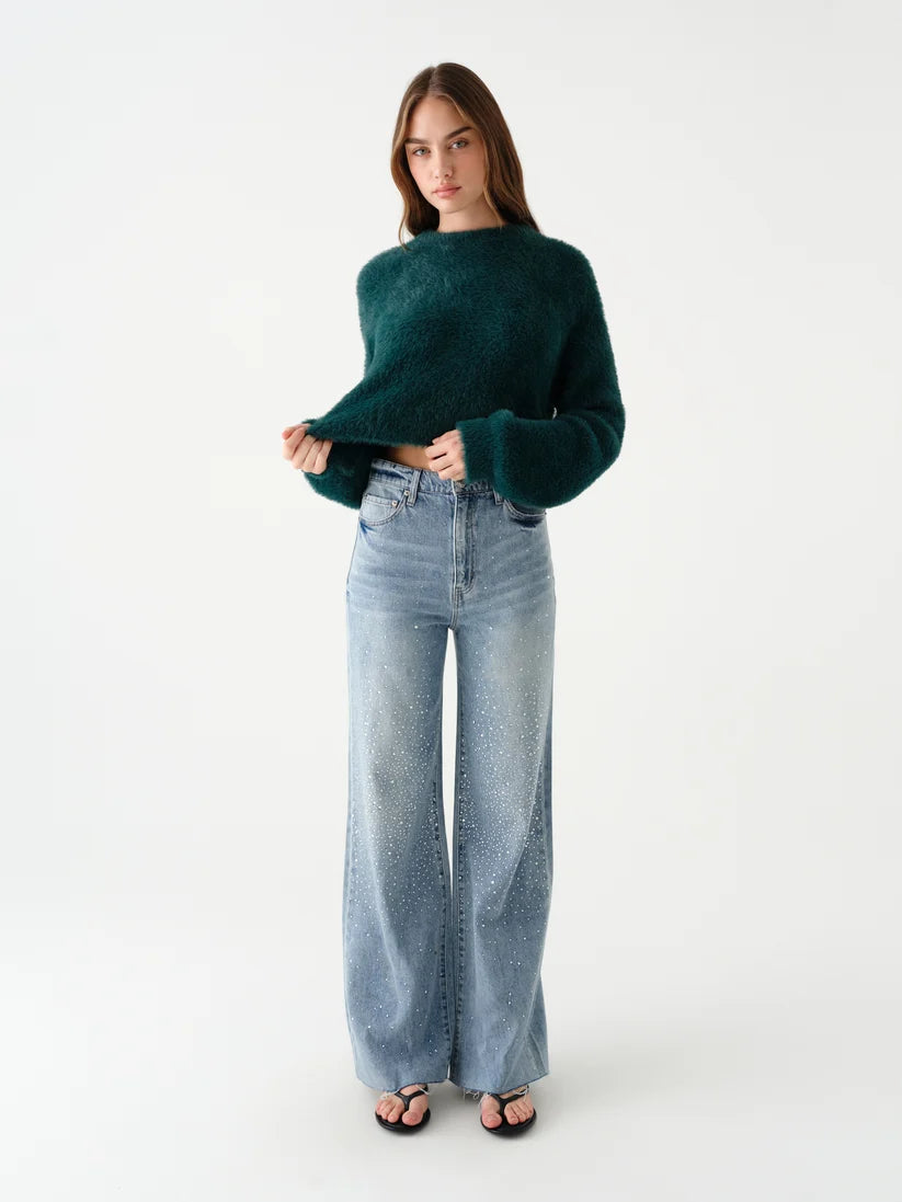 Rhinestone Far Out High Rise Wide Leg
