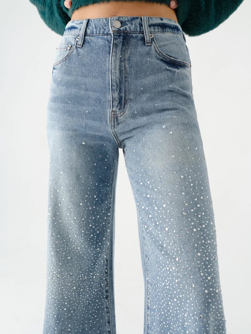 Rhinestone Far Out High Rise Wide Leg