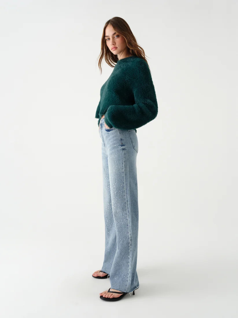 Rhinestone Far Out High Rise Wide Leg