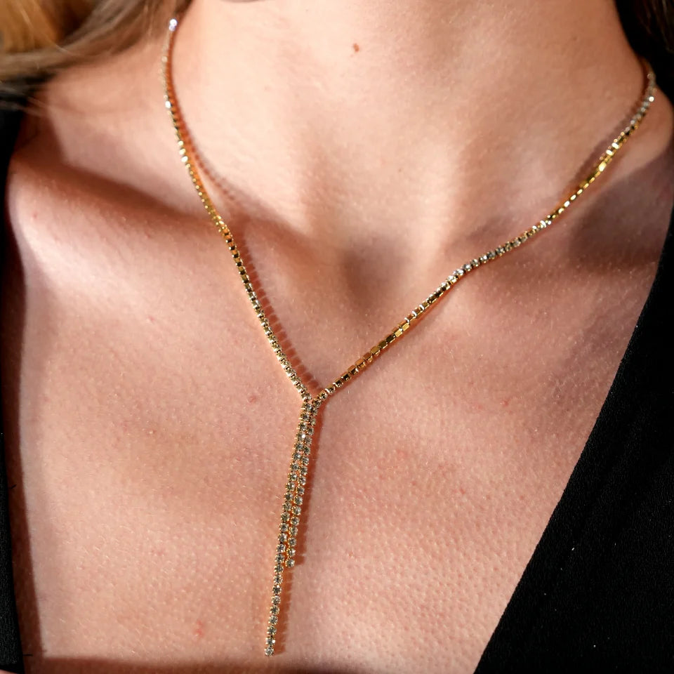 Diana Pavé Zirconia String Chain Necklace