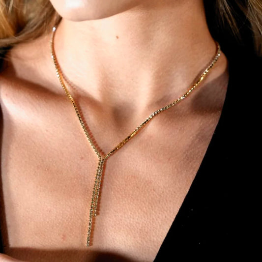 Diana Pavé Zirconia String Chain Necklace