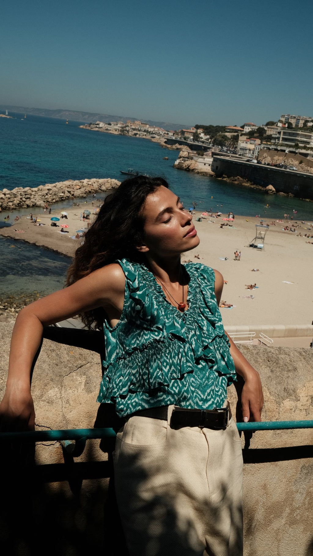 Crossover Ruffle Detail Cropped Tank