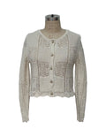 Crochet Pearl Button Knit Cardigan