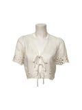 Tie Front Eyelet Crop Top