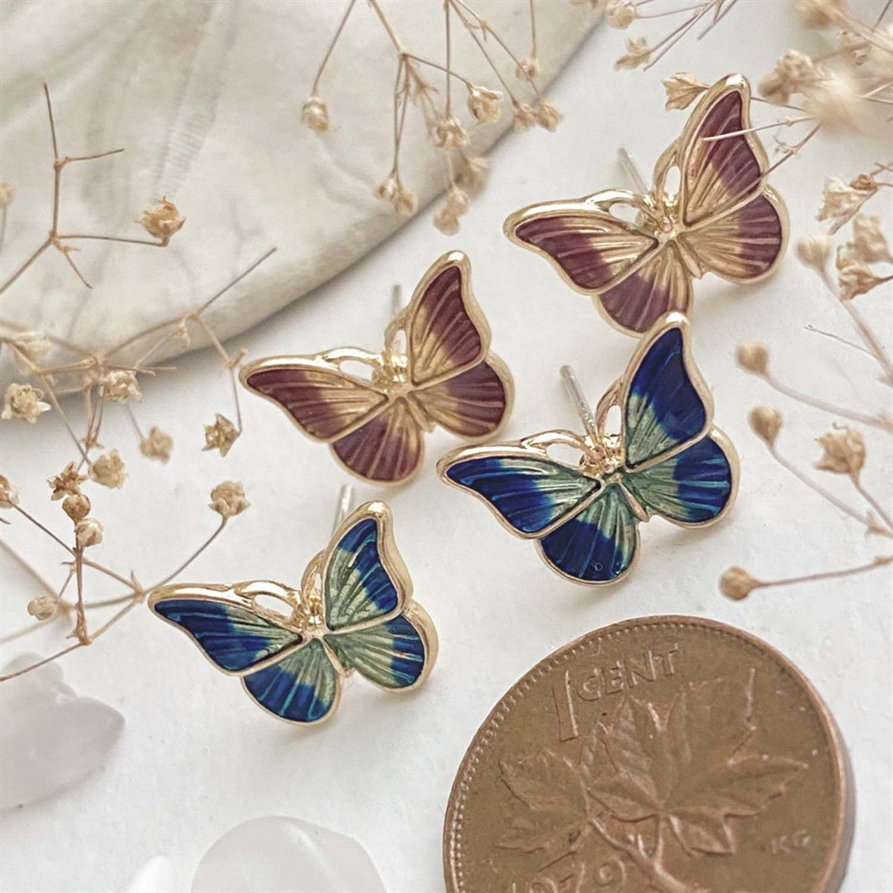 Vlinder Cloisonné Style Butterfly Stud Earrings