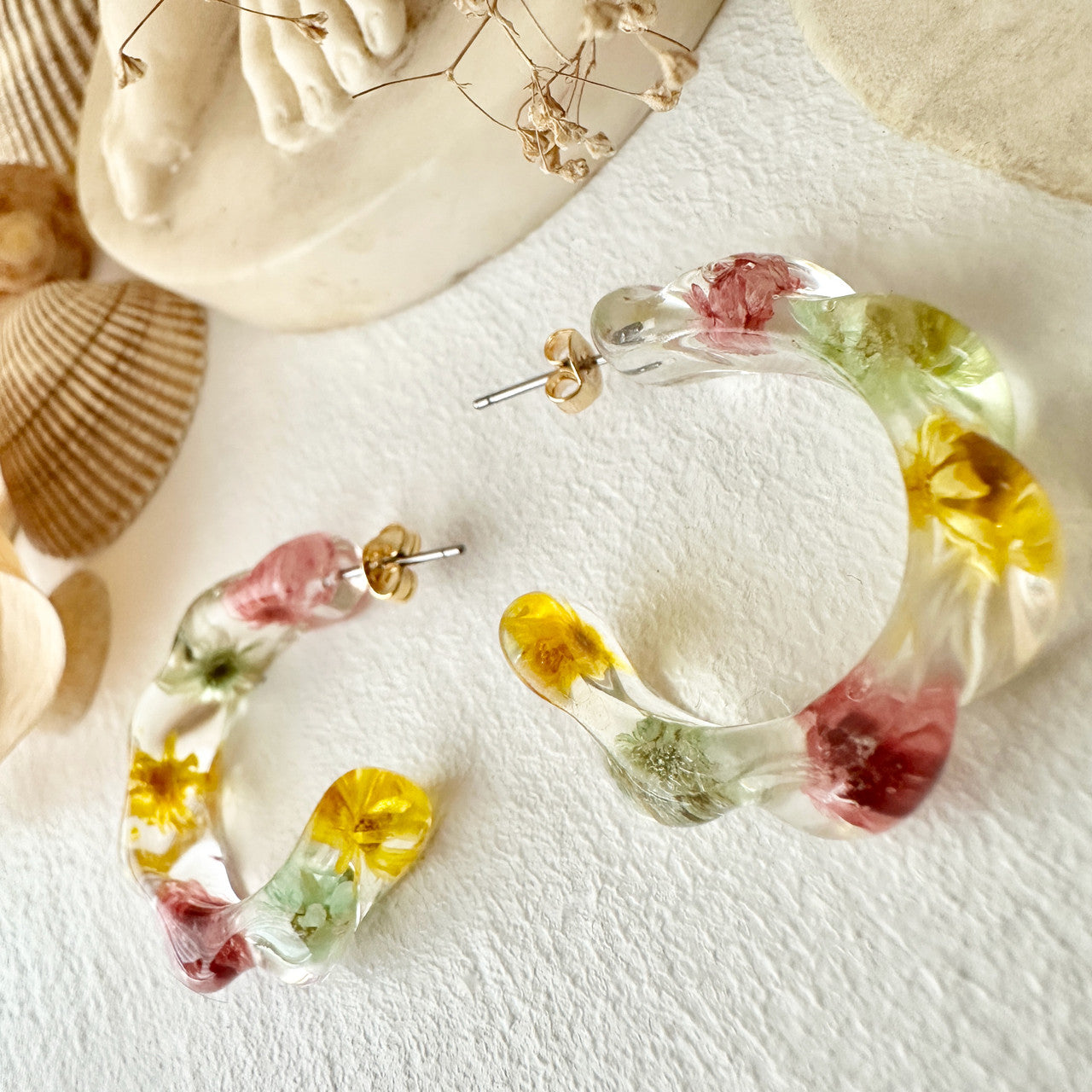 Maypole Dried Flower Hoop Earrings