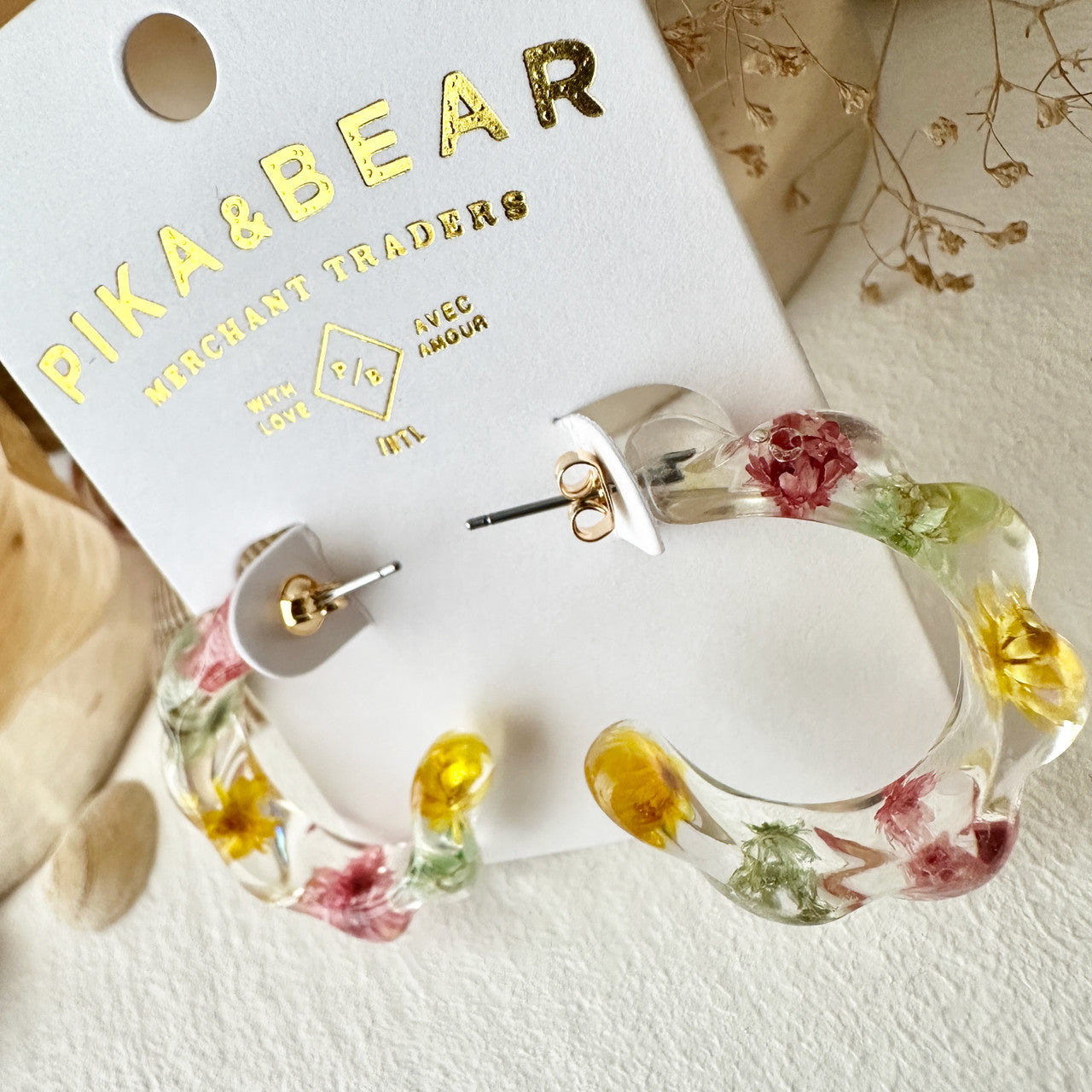 Maypole Dried Flower Hoop Earrings