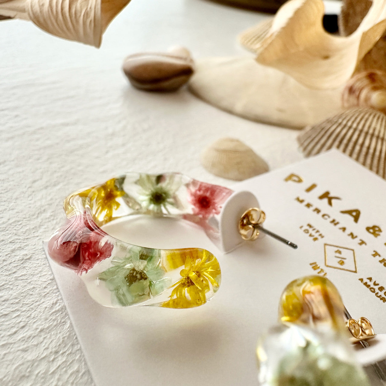 Maypole Dried Flower Hoop Earrings