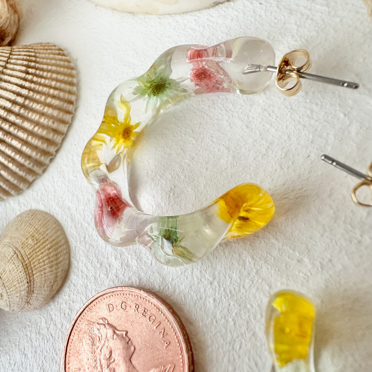 Maypole Dried Flower Hoop Earrings