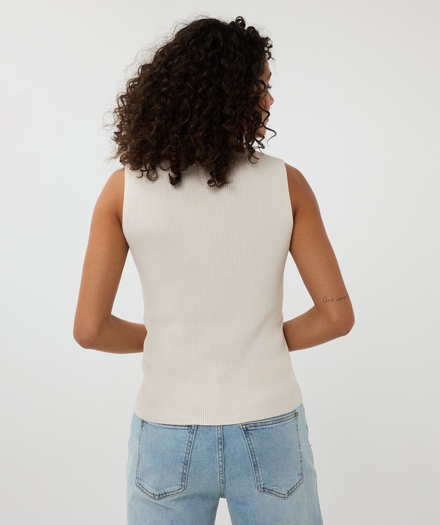 V-Neck Button Detail Top