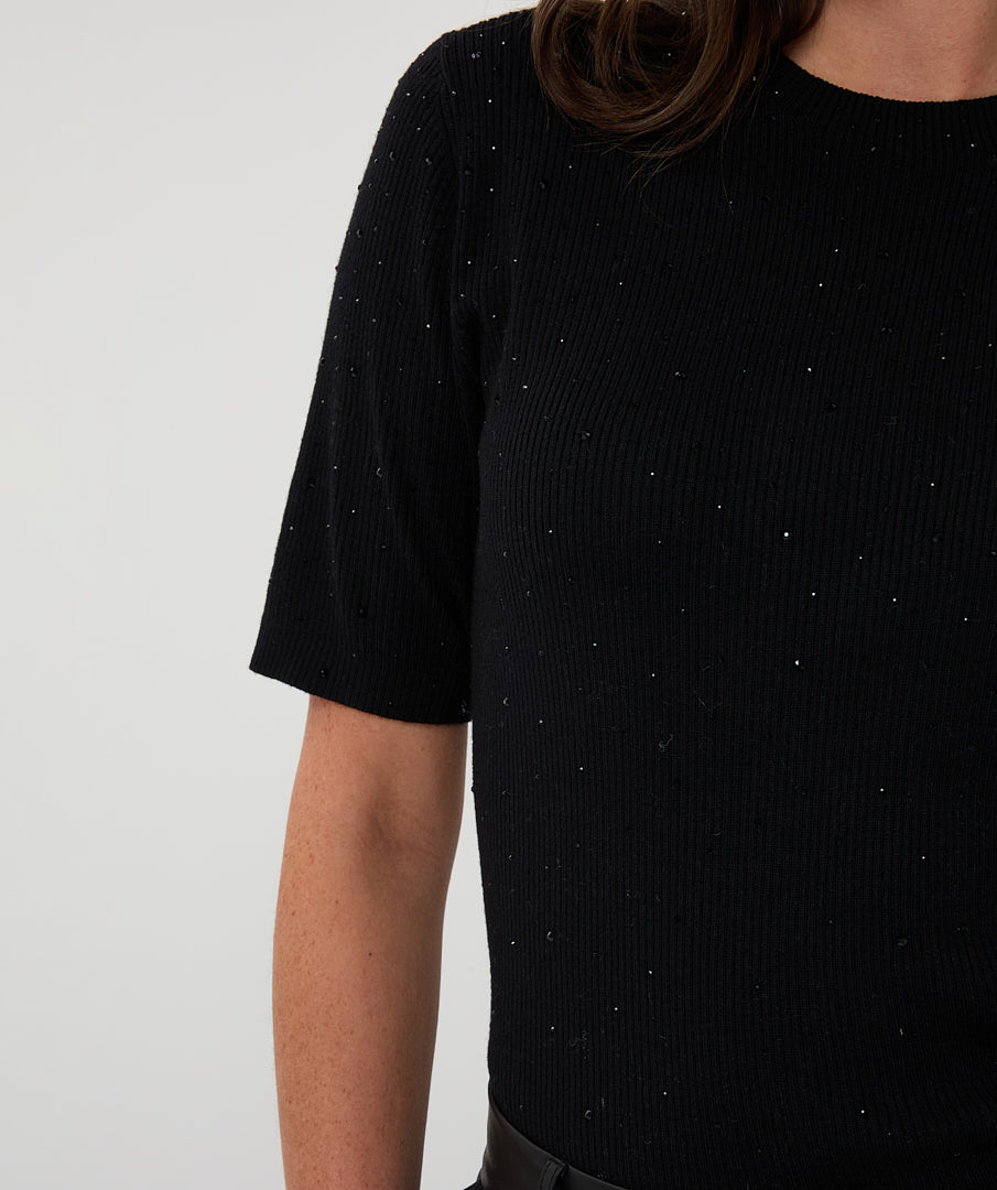 Ribbed Sparkle Knit Tee