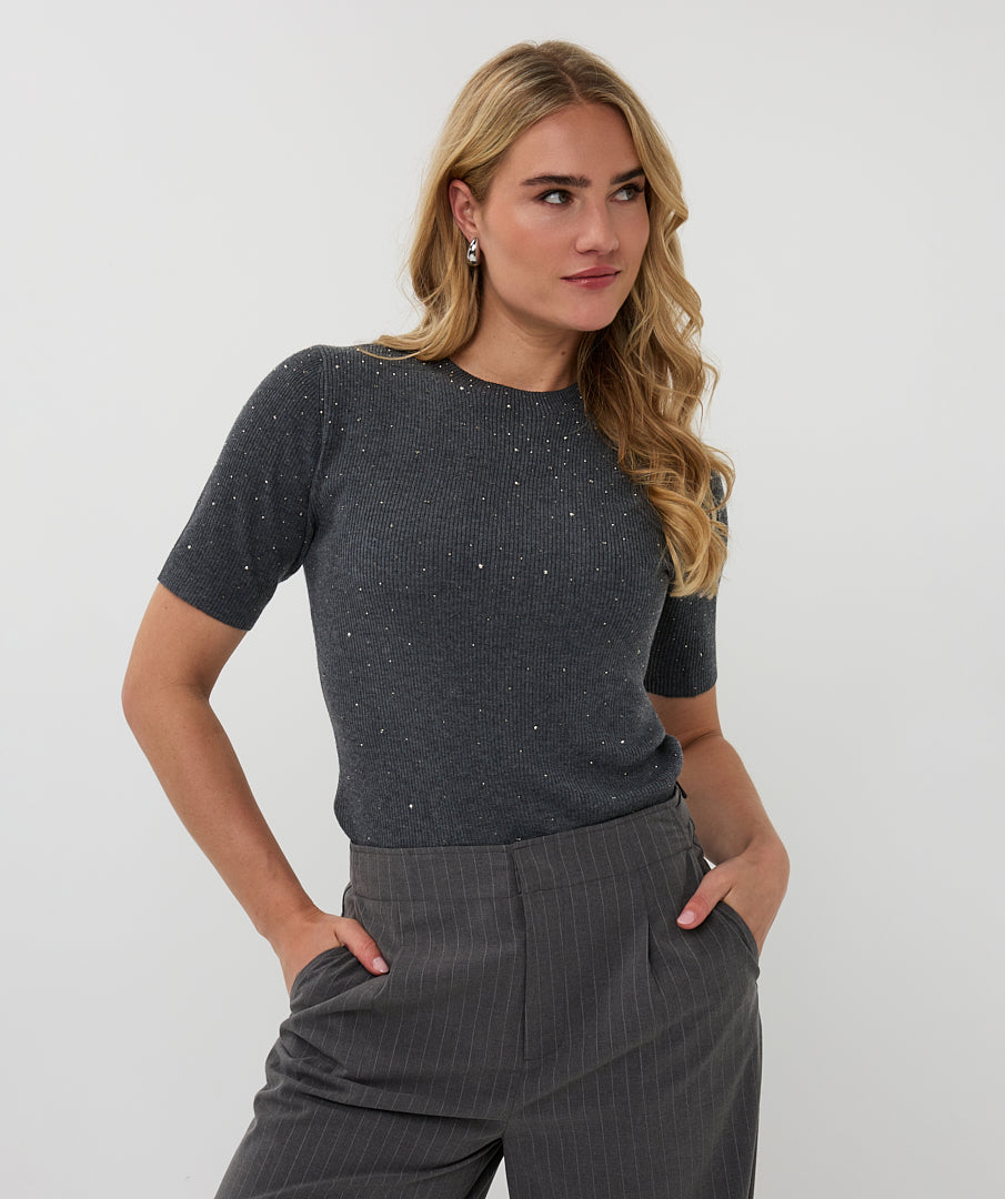 Ribbed Sparkle Knit Tee