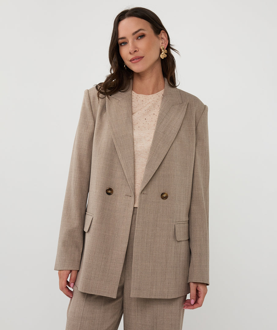 Mélange Double-Breasted Blazer