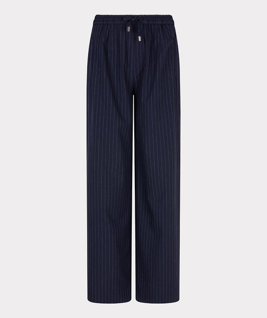 Drawstring Elastic Waist Pinstripe Trousers