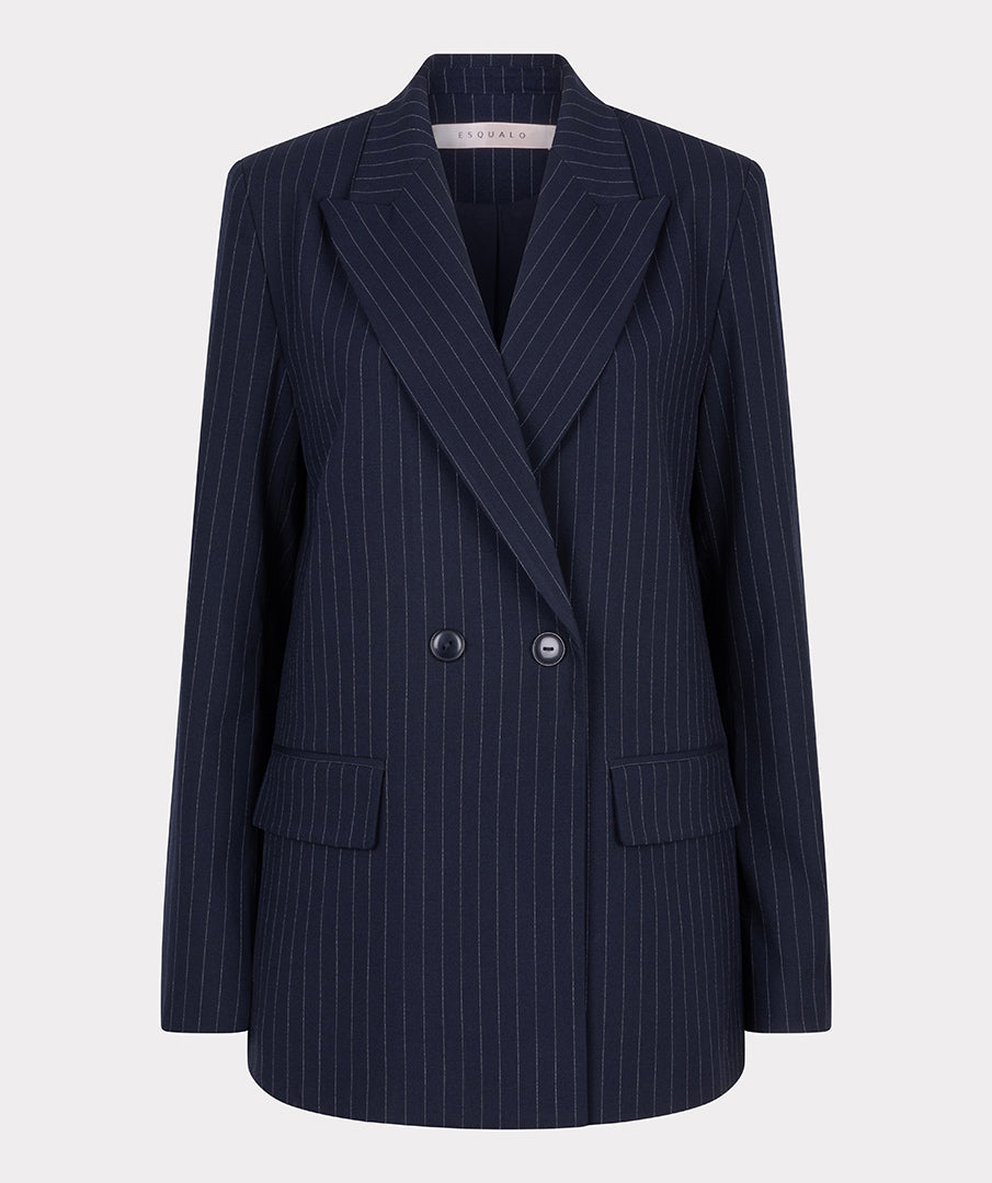 Pinstripe Double-Breasted Blazer