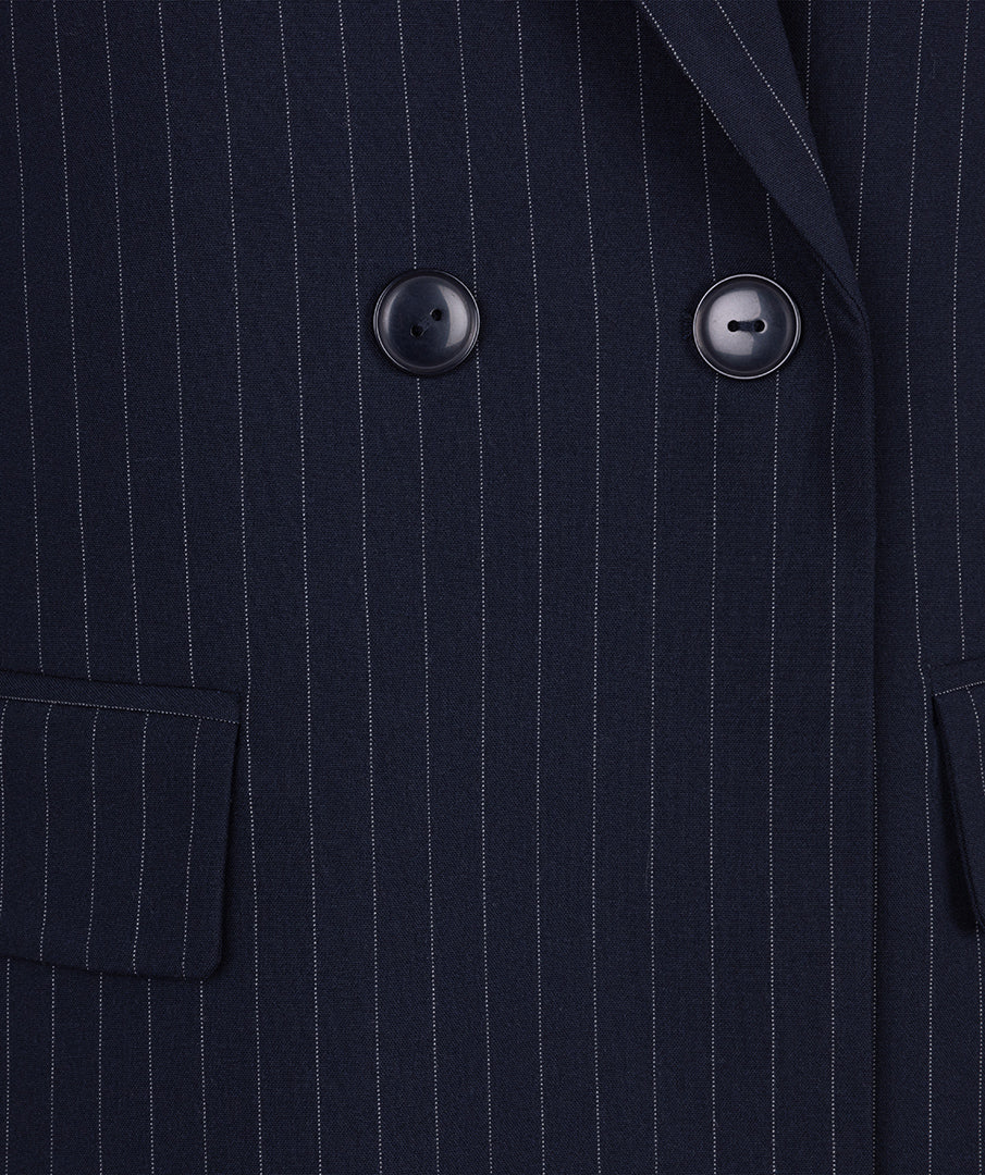 Pinstripe Double-Breasted Blazer