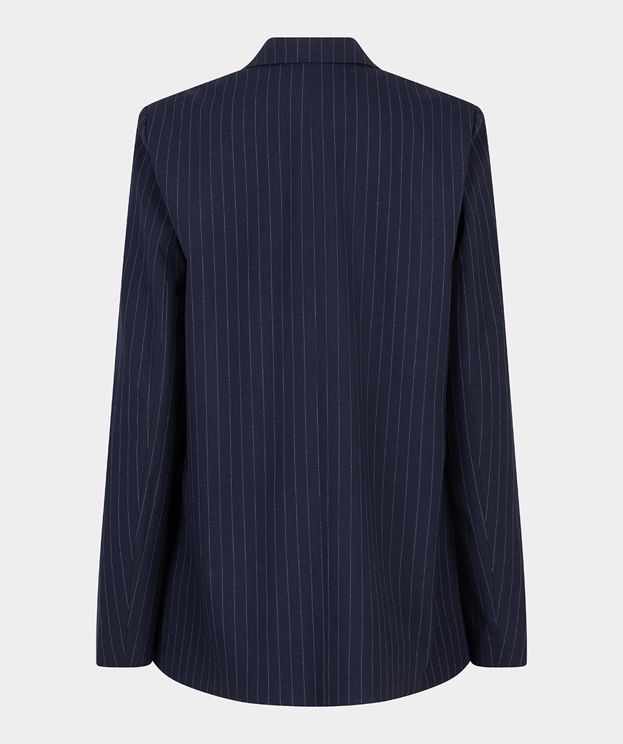 Pinstripe Double-Breasted Blazer