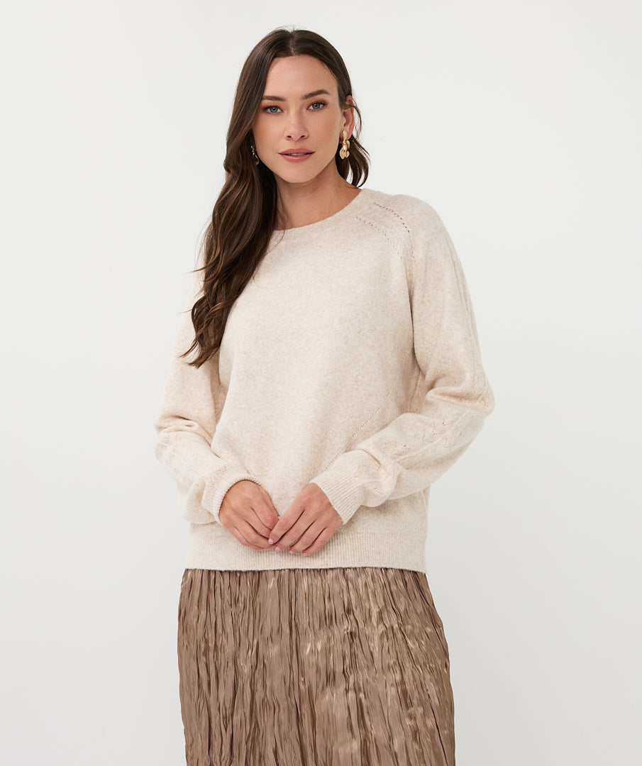 Ajour Raglan Sleeve Sweater