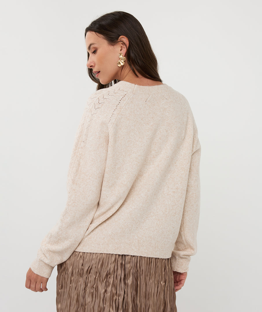 Ajour Raglan Sleeve Sweater