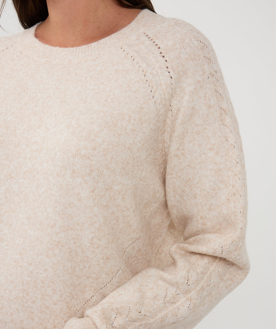 Ajour Raglan Sleeve Sweater