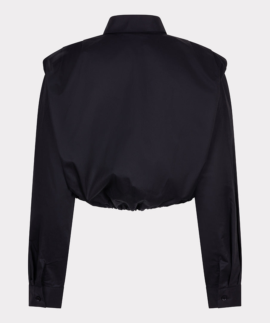 Drawstring Cropped Poplin Blouse