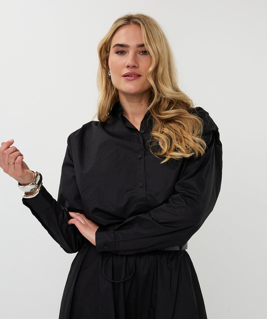 Drawstring Cropped Poplin Blouse