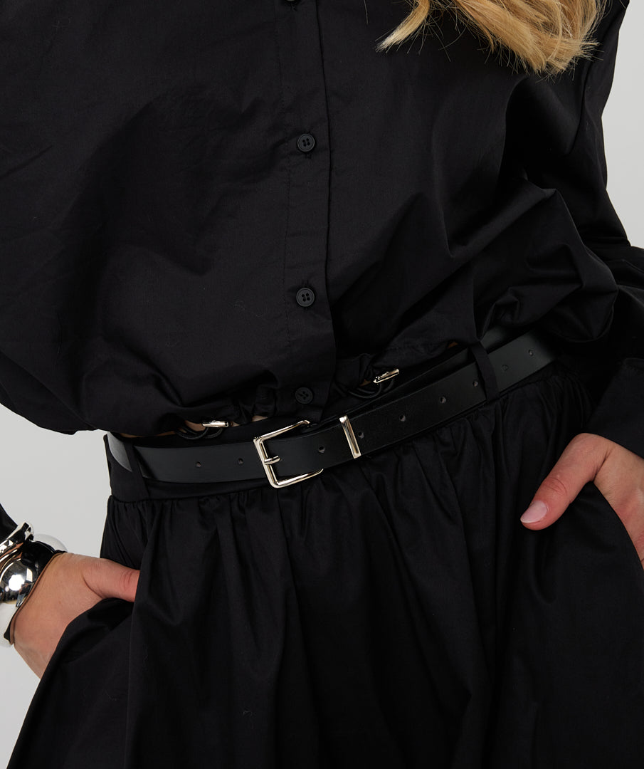 Drawstring Cropped Poplin Blouse