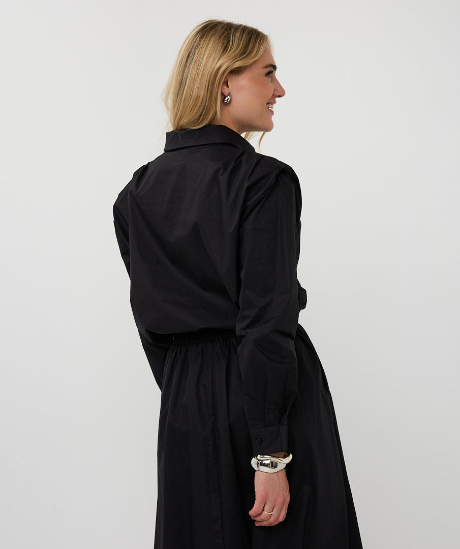 Drawstring Cropped Poplin Blouse