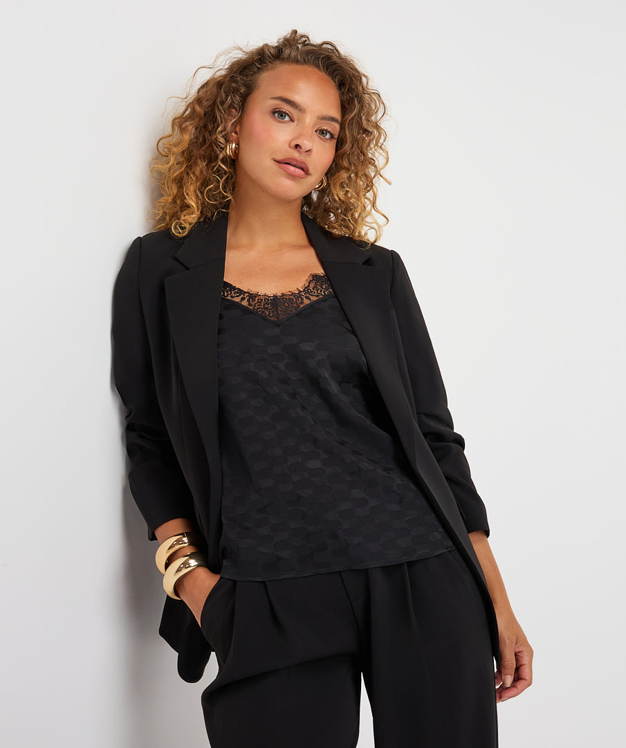 Ruched 3/4 Sleeve Blazer