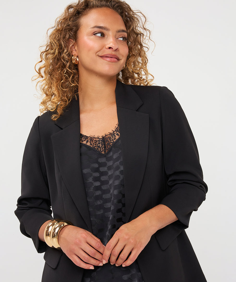Ruched 3/4 Sleeve Blazer