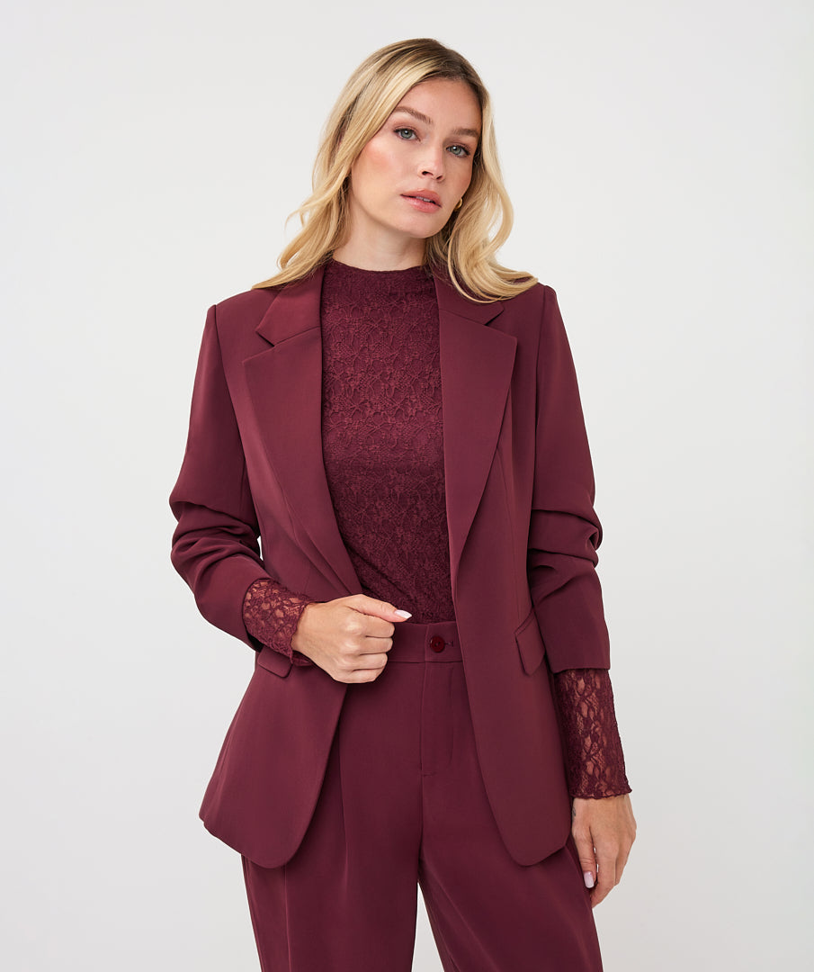 Ruched 3/4 Sleeve Blazer